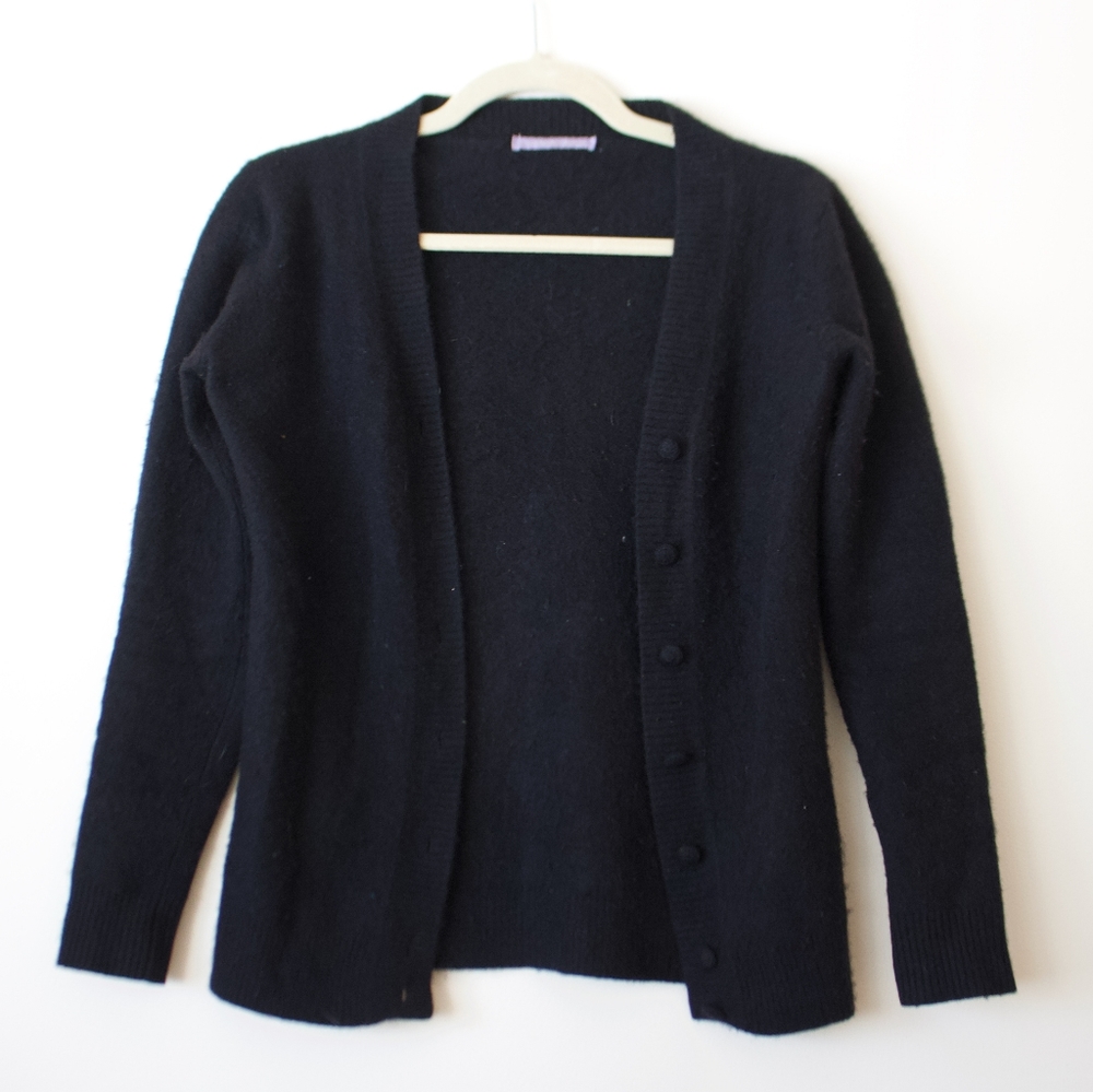 Black Cashmere Button Up Cardigan